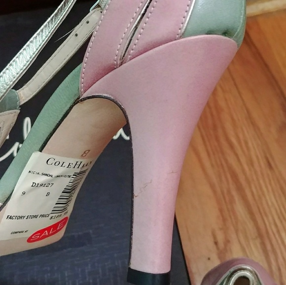 New! Gorgeous Cole Haan Heels Pink/Green! 9B - Picture 5 of 8
